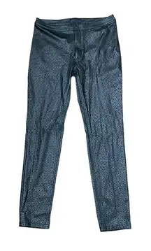 H&M Polyurethane Coat Pants Size 8 Black Triangle‎ Openings Pleather 31X29