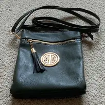 Elegant Green and Gold Crossbody Bag with Adjustable Strap or Use as a Wristlet