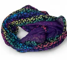 Rainbow Cheetah Leopard Animal Print Double Layer Purple Infinity Scarf