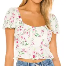 REVOLVE Majorelle Women’s Woodbury Floral Flutter Sleeve Floral Top Pink Medium