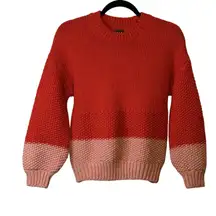 GAP Red/Pink Valentines Colorblock Sweater Pullover Knit Long‎ Sleeve Pullover S
