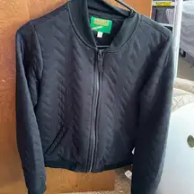 Groovy monkey sartorial savant black zig zag zip bomber jacket small