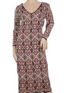 Dina Be Long Sleeve Geometric Print Dress Medium