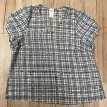 Cabi Agenda Top Moody Plaid Top Size Large Sheer Style 4344