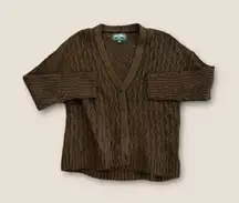 American Eagle Outfitters Oversized Chunky Knit Button Cardigan Brown Small