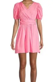 French Connection NWT  Rhodes Poplin Vneck Dress Organic Cotton Cut Out Pink