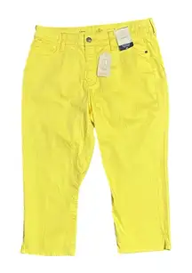 St. John’s Bay Bright Yellow Denim Capri Pants with Belt Loops & Pockets