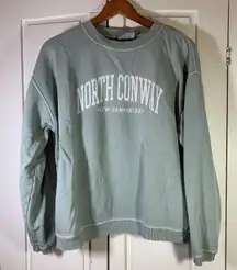 North Conway NH Sweatshirt Womens Small Garment Dyed Casual Green Vacation READ
