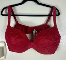 Cacique Red Lace Full Coverage Bra with Underwire Support