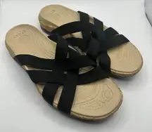 Crocs Women's Black Strappy Slide Sandals Comfortable Casual Shoes Size 7