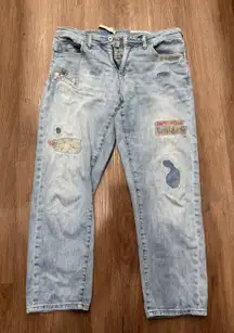 Pilcro and the Letterpress Slim Boyfriend Jeans Wash Size 29 Patched Distressed