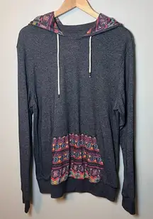 On The Byas Pullover Hoodie Women’s L Blue Aztec Southwestern Print Lightweight