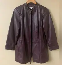 Denim&Co. Women's Leather Jacket - Dark Brown