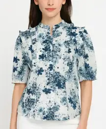 Universal Standard x Erdem Kalina Shirt Floral Ruffle Button Women’s XS Blue