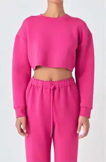 GREY LAB loungewear cropped sweatshirt in fuchsia‎ Size Small