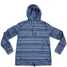 American Eagle Denim Striped Hoodie Drawstring Waist 