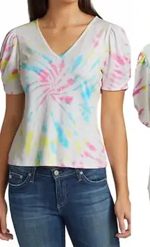 Generation Love Odessa Tie-Dye‎ Puff-Sleeve T-Shirt White Size Medium