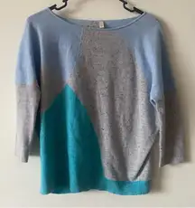 NEW Vintage 100% Cashmere Abstract Speckled Color Block Boat Neck Sweater