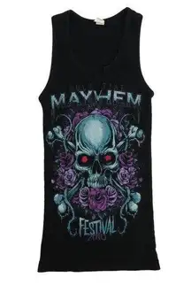 Tultex 2010 MAYHEM FESTIVAL Rockstar Graphic Skull Tour Concert Tee Tank Top Medium