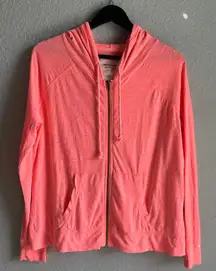 🧡Mossimo Supply Company Neon Coral Orange Lightweight Slub Knit Zip Hoodie