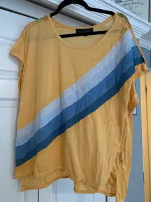 Yellow and Blue Stripped Flowy Top