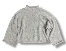 William Rast Gray Mock Neck Textured Knit Pullover Sweater Women’s L
