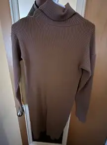 Deluc Brown Turtleneck Sweater Dress