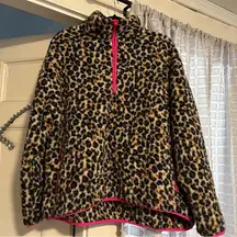 Crown & Ivy  leopard fleece pullover size large