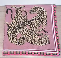 Vince Camuto Cheetah Leopard Plaid Square‎ Scarf Mauve 35” X 35” Animal Print