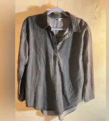 Eileen Fisher Gray Denim Top organic cotton/ tencel lightweight loose fit summer