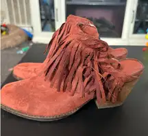 Coconuts by Matisse Red Fringe Booties in 9