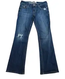 Y2K Hollister Size 27x32 Low Rise Bootcut Jeans Dark‎ Wash Distressed Bird Logo