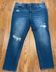 Energie Dark Blue Distressed Boyfriend Jeans