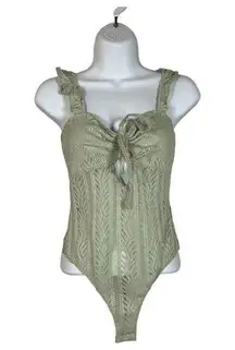 Out from Under Urban Outfitters Green Mesh Lace Cut Out Bodysuit Size Small NEW