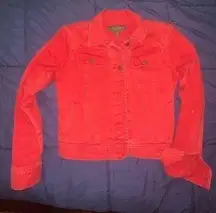 Lauren Jeans Co. Jean‎ jacket Women's Orange Red denim Ralph Lauren sz. SP