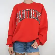 Vintage 90s Russell Athletic Panthers Red and Black Sweatshirt