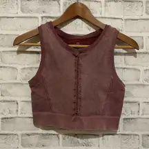 Offline by Aerie recharge least support crop top bra maroon stone Large