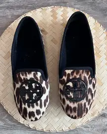Tory Burch‎ leopard printed calf hair house shoes loafers