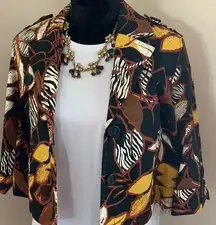 Ruby Rd. Leaf Print Cropped Blazer