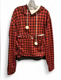 ALYC pet Carrier hoodie red and black plaid color size large