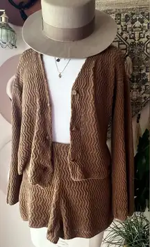 H&M 2 piece knit set Chocolate Brown Women’s SIZE SMALL casual beachy coastal‎