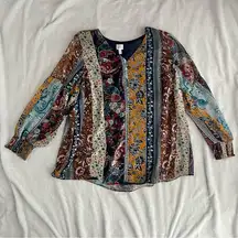 Dress Barn  boho paisley multicolor blouse 2X