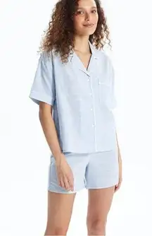 Stars Above Button Down Blouse Stripe Short Sleeve Collared XS