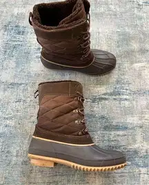 Khombu Brown Annabel Tufted Duck Snow Boot Size 10