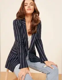 Reformation  Verano Blazer 100% Linen Stripe Size Small