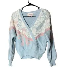 Vintage‎ 80s Jaclyn Smith Pastel Bow Sweater Size Medium