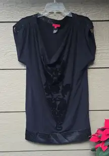 Vivian Tam Y2K Zodiac Velvet Tunic Top Black M