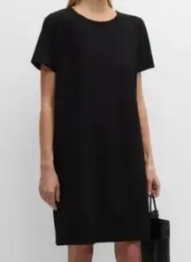 Eileen Fisher Black Viscose Jersey Short Sleeve T Shirt Dress