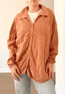 Free People Rust Collared Zika Button Down Sweater Top