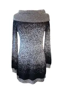 Fontana sweater tunic style long sleeves cowl neckline shiny silver size medium